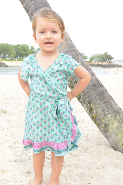 Short Ruffle Wrap Dress for Girls